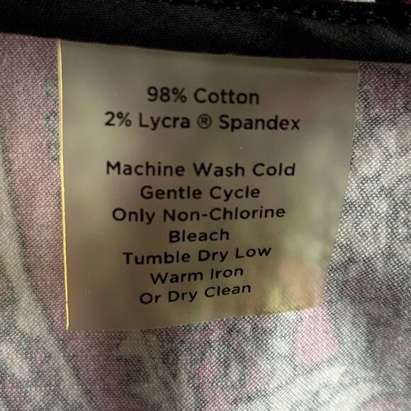 Talbots Paisley Print Ankle Pants Multicolor Size 8 Side Zipper Maroon w/ White - Picture 10 of 10